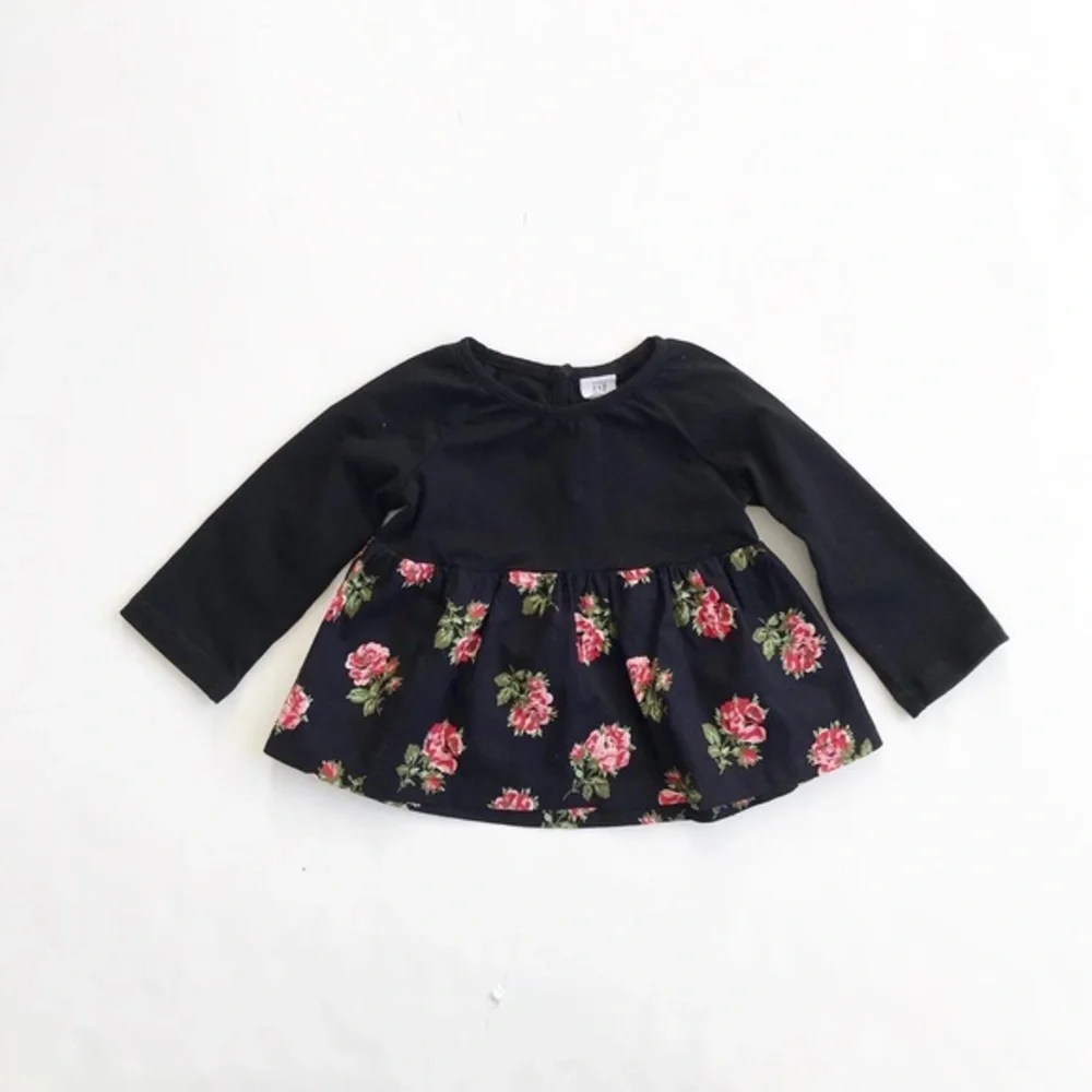 Babygap rose print long sleeve top EUC 12-18m